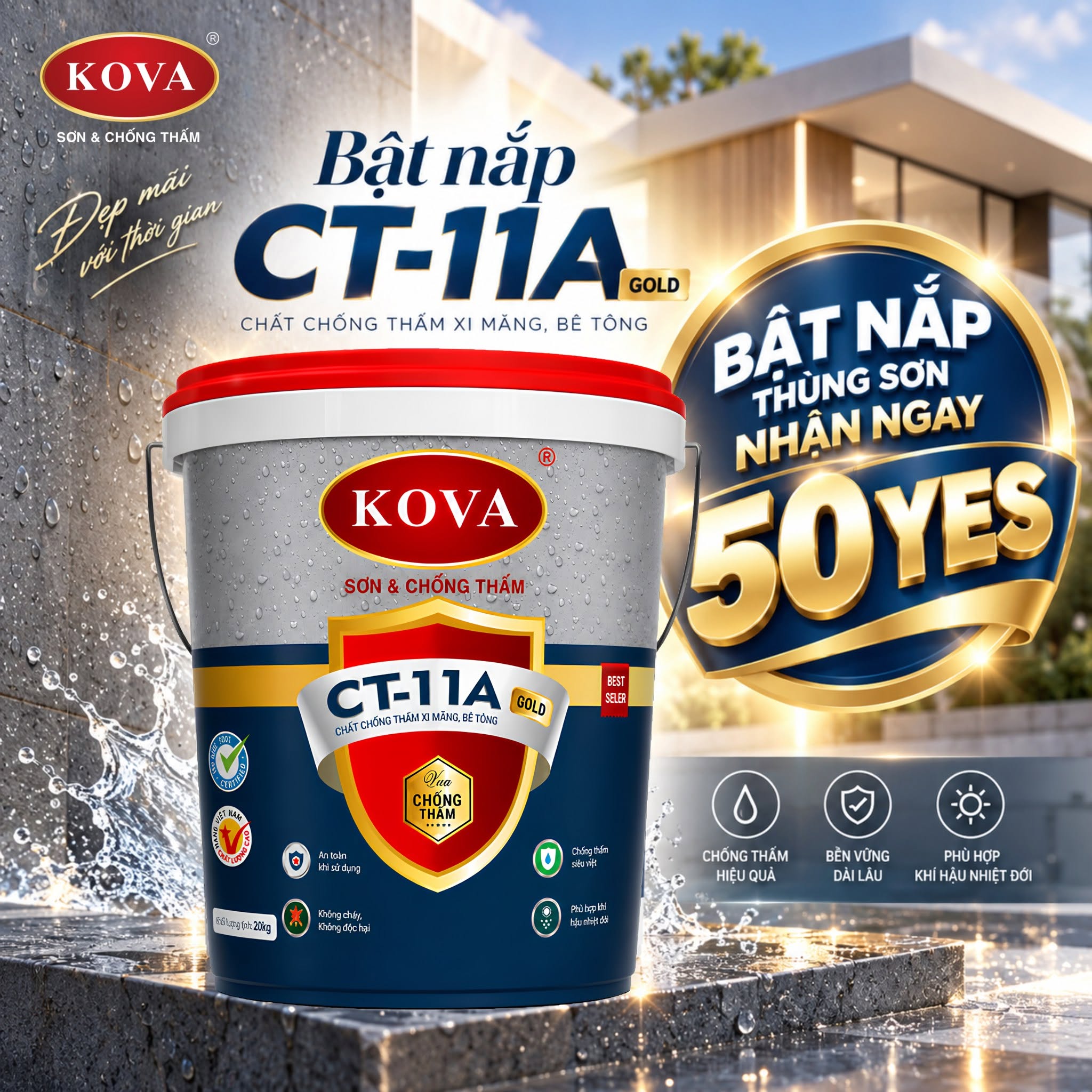 KOVA CT-11A Gold - Bật nắp thùng sơn nhận 50 YES